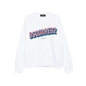 DSQUARED2 Men's Cotton Crewneck Sweatshirt with Graphic Print Men WHITE Sweaters